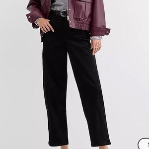 LOFT Black Corduroy Barrel Trousers